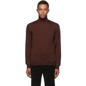 Lanvin Wool Turtleneck Knit Sweater Size XL Slim Mens Burgundy